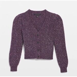 Women's White House Black Market Jewel Button  Cardigan Sweater WHBM Small Grape